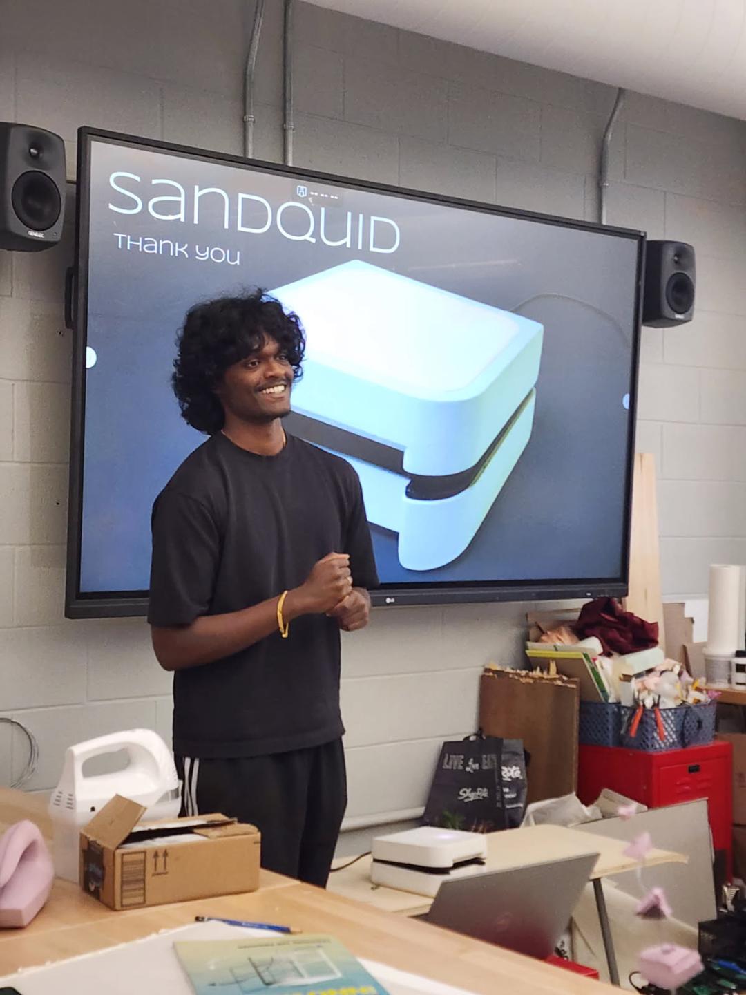 Ganpath Ramesh presenting Sandquid at a studio critique